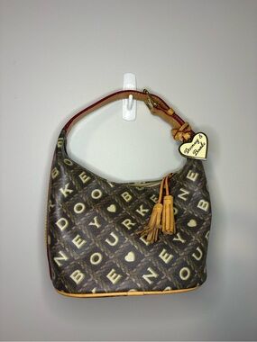 Dooney & Bourke Signature Bucket Shoulder Bag Coated Canvas. With Heart Charm